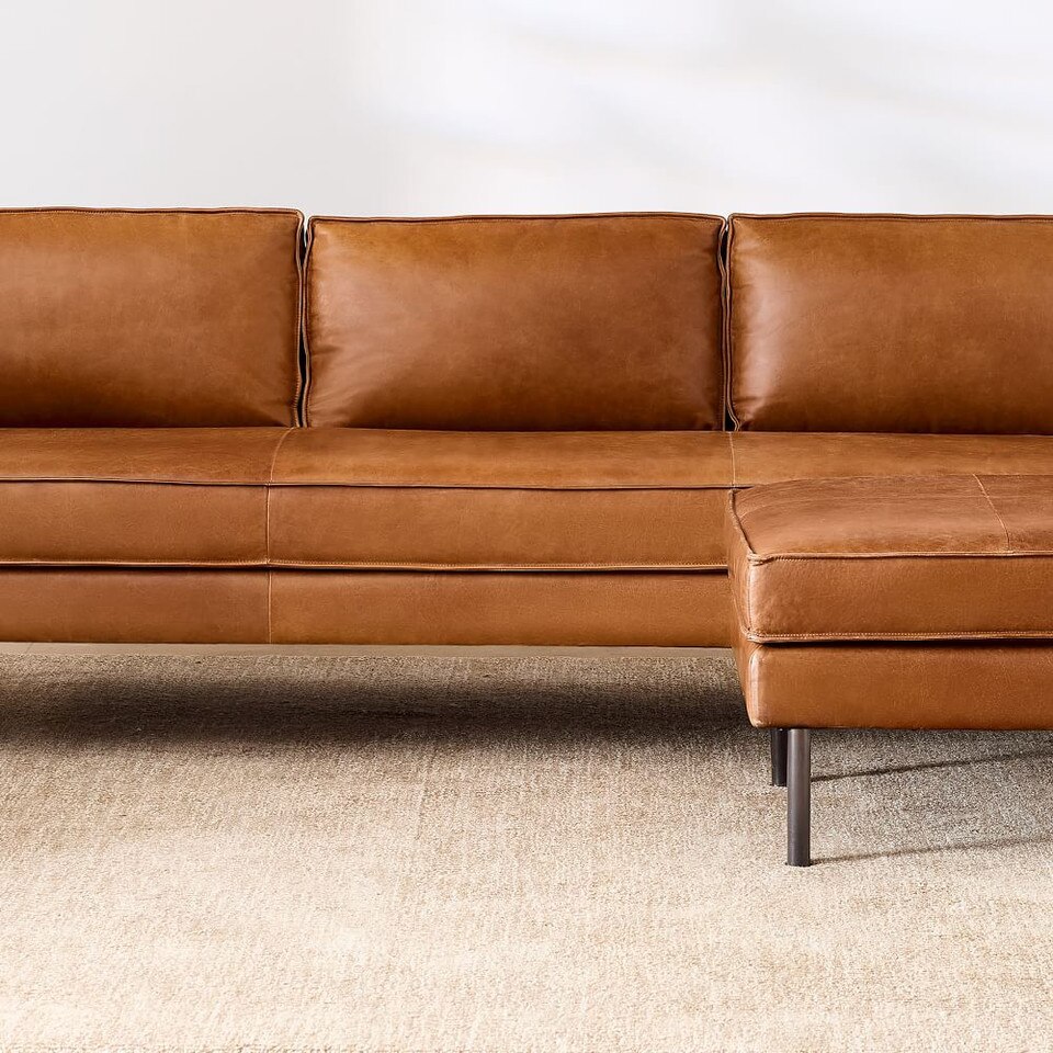 Axel Leather Reversible Modular Sofa (226 cm) West Elm UK